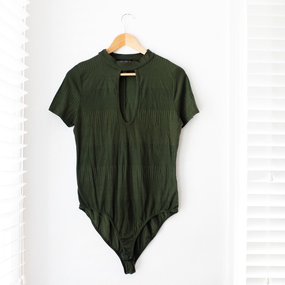 Forever 21+ Ribbed Bodysuit with Keyhole
